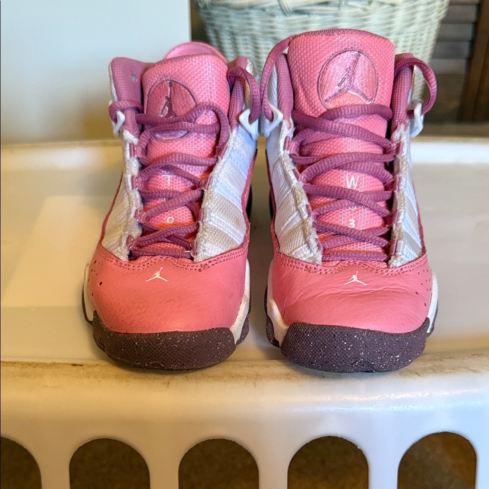 Jordan Kids Pink and White Sneakers